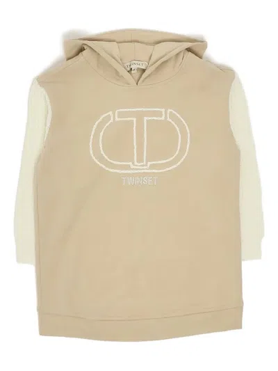 Twinset Logo-detail Hooded Dress In Multi