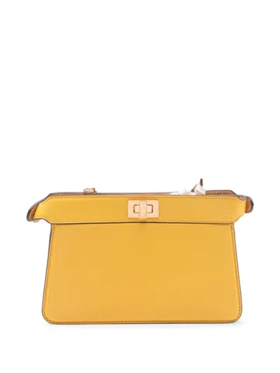 Pre-owned Fendi 2008-2025 Small Nappa Peekaboo Iseeu East West Chain Crossbody Bag In Yellow