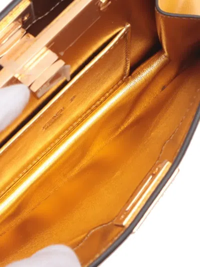 Pre-owned Fendi 2008-2025 Small Nappa Peekaboo Iseeu East West Chain Crossbody Bag In Yellow