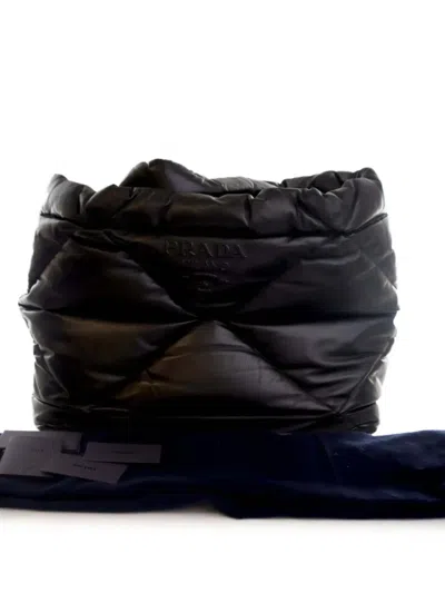 Pre-owned Prada 2013-2025 Large Quilted Nappa Padded Tote Bag In Black