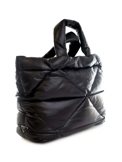 Pre-owned Prada 2013-2025 Large Quilted Nappa Padded Tote Bag In Black