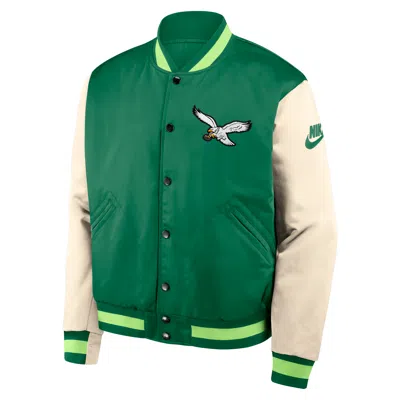 Nike Philadelphia Eagles Rewind Legacy  Men's Nfl Full-snap Bomber Jacket In Green
