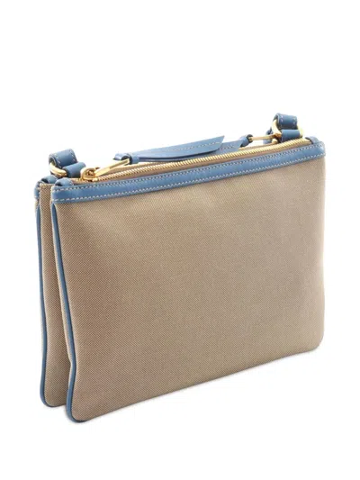 Pre-owned Prada 2010-2025 Canapa Logo Jacquard Crossbody Bag In Brown