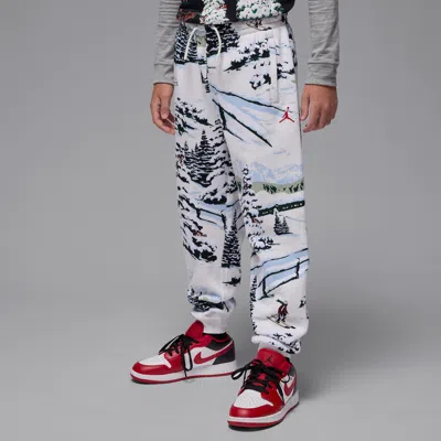 Jordan Kids' Brooklyn Holiday Fleece Joggers In White
