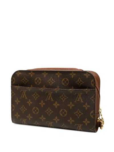Pre-owned Louis Vuitton 2003 Monogram Orsay Clutch Bag In Brown