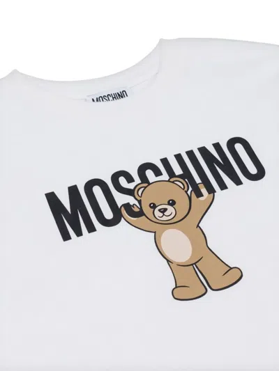 Moschino Ivory T-shirt For Kids With Teddy Bear In White