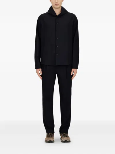 Herno Button-fastening Hooded Jacket In Black
