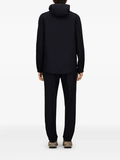 Herno Button-fastening Hooded Jacket In Black