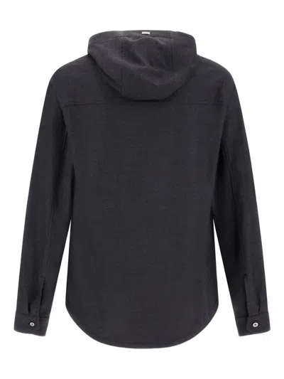 Herno Button-fastening Hooded Jacket In Black