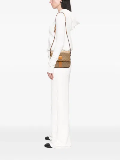 Pre-owned Celine 2013 Macadam Coated Canvas Crossbody Bag In Brown