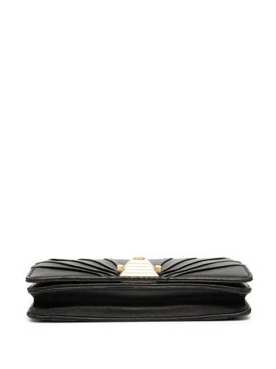 Pre-owned Chanel 2019 Lambskin Pyramid Wallet On Chain Crossbody Bag In Black