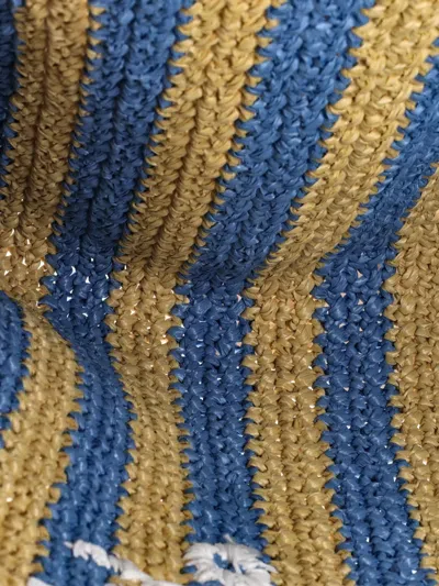 Pre-owned Prada Logo Raffia Large Tote Bag In Blue