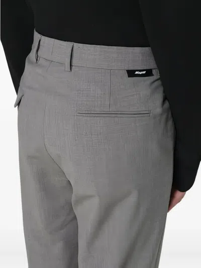 Msgm Logo-patch Trousers In Gray