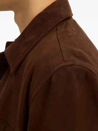 Selected Button-down Long-sleeved Casual Jacket In Brown