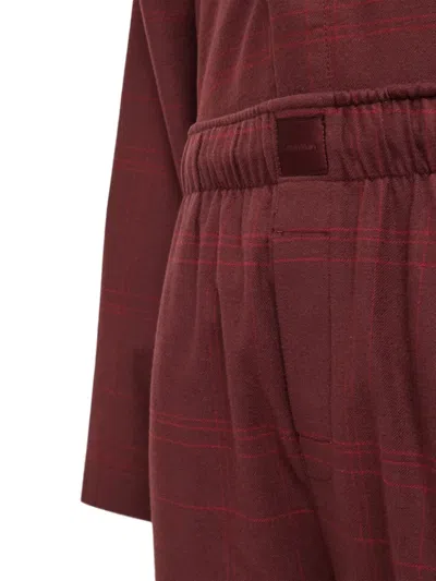 Calvin Klein Button-down Checked Sleepwear Set In Burgundy