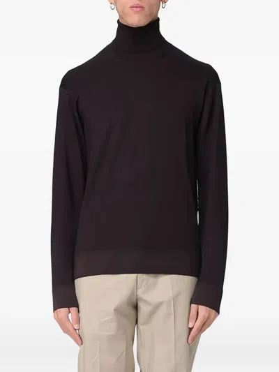 Paolo Pecora Knitted Sweater In Brown
