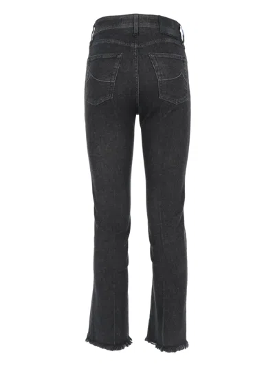 Jacob Cohen Frayed-hem Jeans In Black