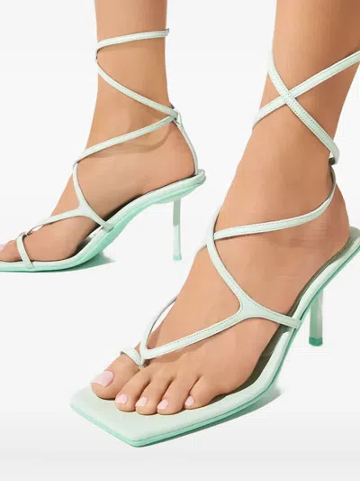 Le Silla 80mm Leather Heeled Sandals In Green