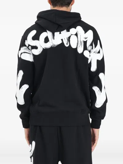 Disclaimer Hooded Graphic-print Sweater In Black