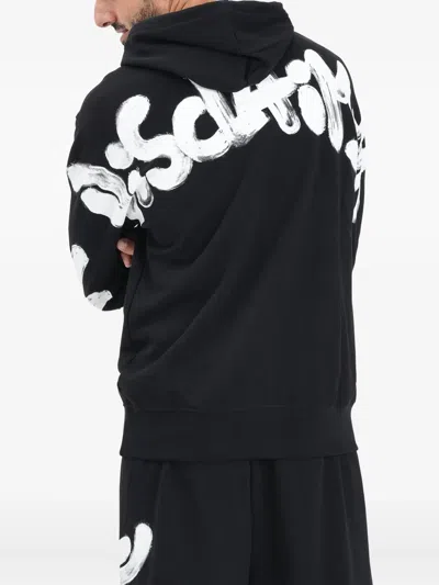 Disclaimer Hooded Graphic-print Sweater In Black