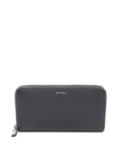 Pre-owned Prada 2010s Leather Wallet In Gray