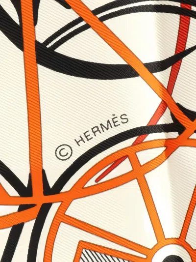 Pre-owned Hermes 2020s Complication Equestre Silk Scarf In Neutral