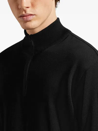 Paul & Shark Half Zip Badge Iconic Knitwear In Black