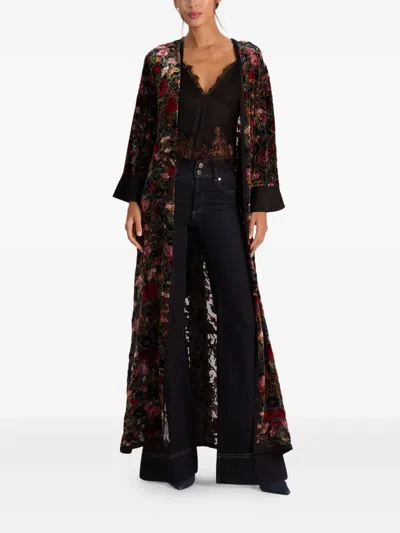 Alice And Olivia Alice + Olivia Floral Belted V-neck Dress In Black