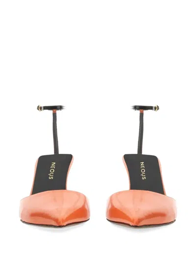 Neous Toliman Patent Pointed Toe Stiletto Pump In Orange