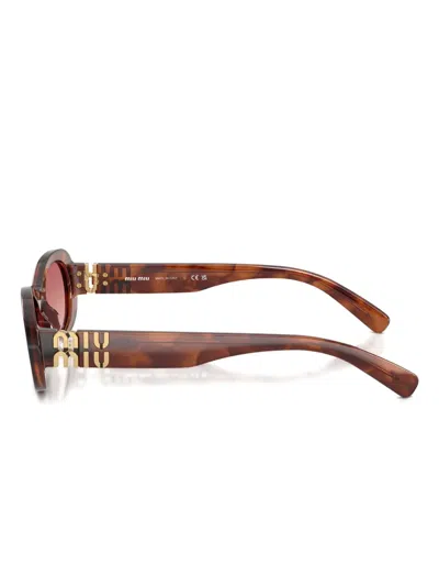 Miu Miu Tortoiseshell-pattern Oval-frame Sunglasses In Brown