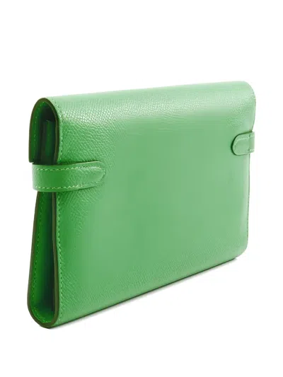 Pre-owned Hermes 2014 Kelly Bi-fold Wallet In Green