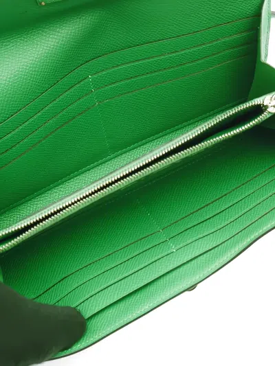 Pre-owned Hermes 2014 Kelly Bi-fold Wallet In Green