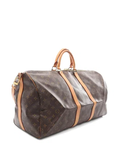 Pre-owned Louis Vuitton Keepall Bandouliere 55 Monogram Boston Bag In Brown