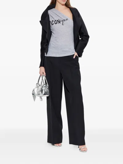 Dsquared2 One-shoulder Graphic-print Top In Gray