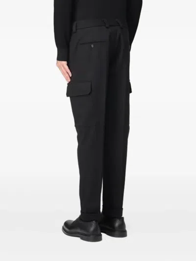 Paolo Pecora Pleated Cargo Trousers In Black