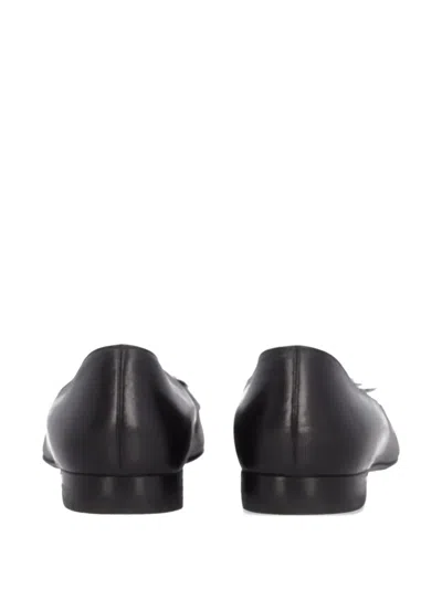 Pre-owned Chanel Camellia Leather Ballet Flats In Black
