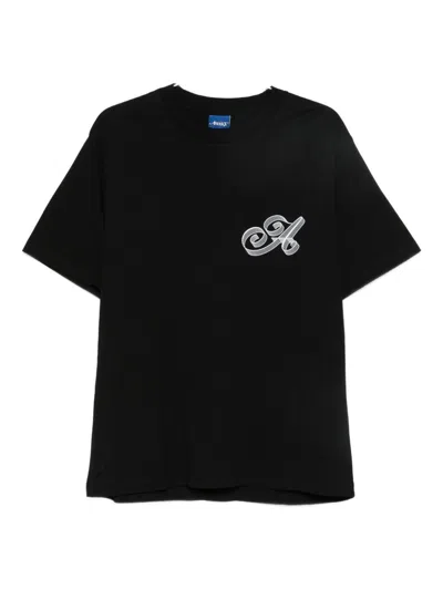 Awake Ny Black Cotton T-shirt With Logo In Black