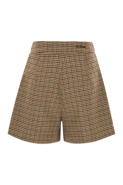 Mc2 Saint Barth Aya Pied De Poule Houndstooth-pattern Shorts In Neutral