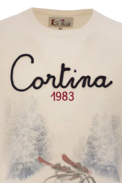 Mc2 Saint Barth Heron - Crew Neck Sweater With Embroidery On The Front In Neutral