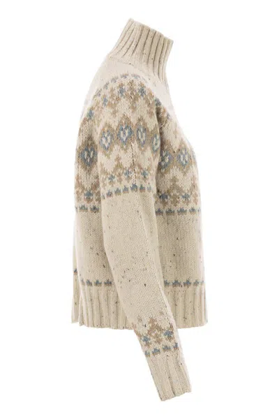 Mc2 Saint Barth Myra - Donegal High Neck Jumper In Neutral