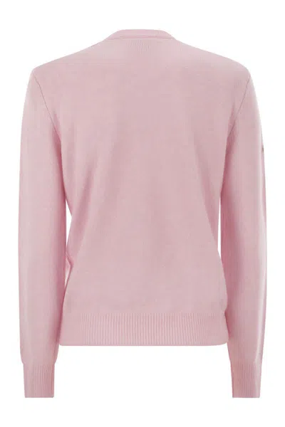 Mc2 Saint Barth Pink Wool Blend New Queen Embroidered Sweater In Pink