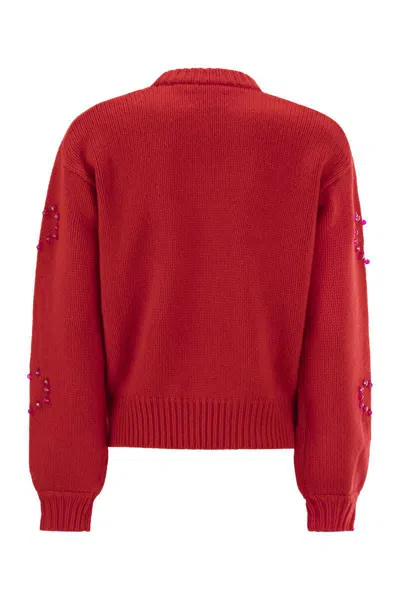 Mc2 Saint Barth Danya Sweater With Heart Pattern In Red