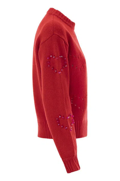 Mc2 Saint Barth Danya Sweater With Heart Pattern In Red