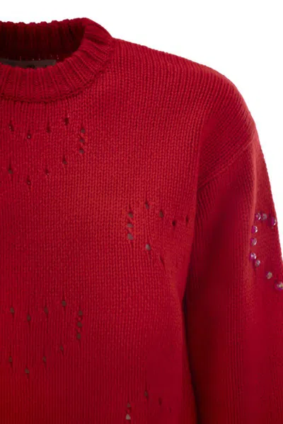 Mc2 Saint Barth Danya Sweater With Heart Pattern In Red