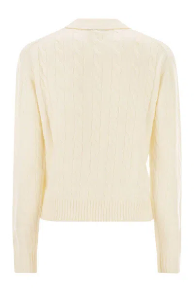 Mc2 Saint Barth Savoy - Cable Knit Wool Jumper In Neutral