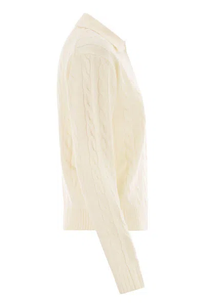 Mc2 Saint Barth Savoy - Cable Knit Wool Jumper In Neutral