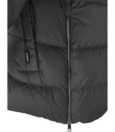 Add High Collar Puffer Coat With Horizontal Quilting In Black