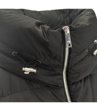 Add High Collar Puffer Coat With Horizontal Quilting In Black