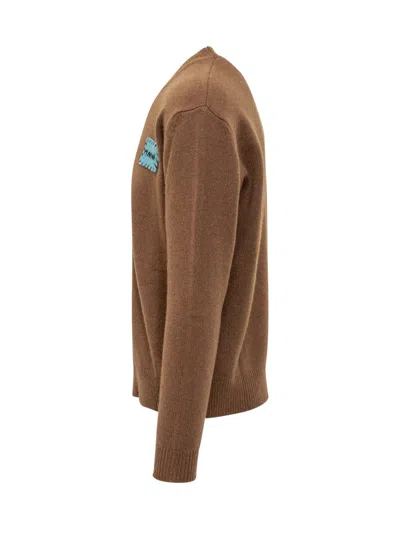 Marni Blue Patch Sweater  In Brown