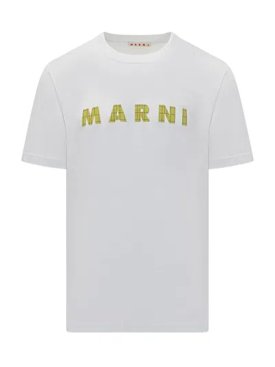 Marni Logo Check T-shirt In White
